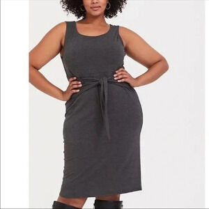 NWT Torrid Charcoal Jersey Tie Front Dress Size 2/2X